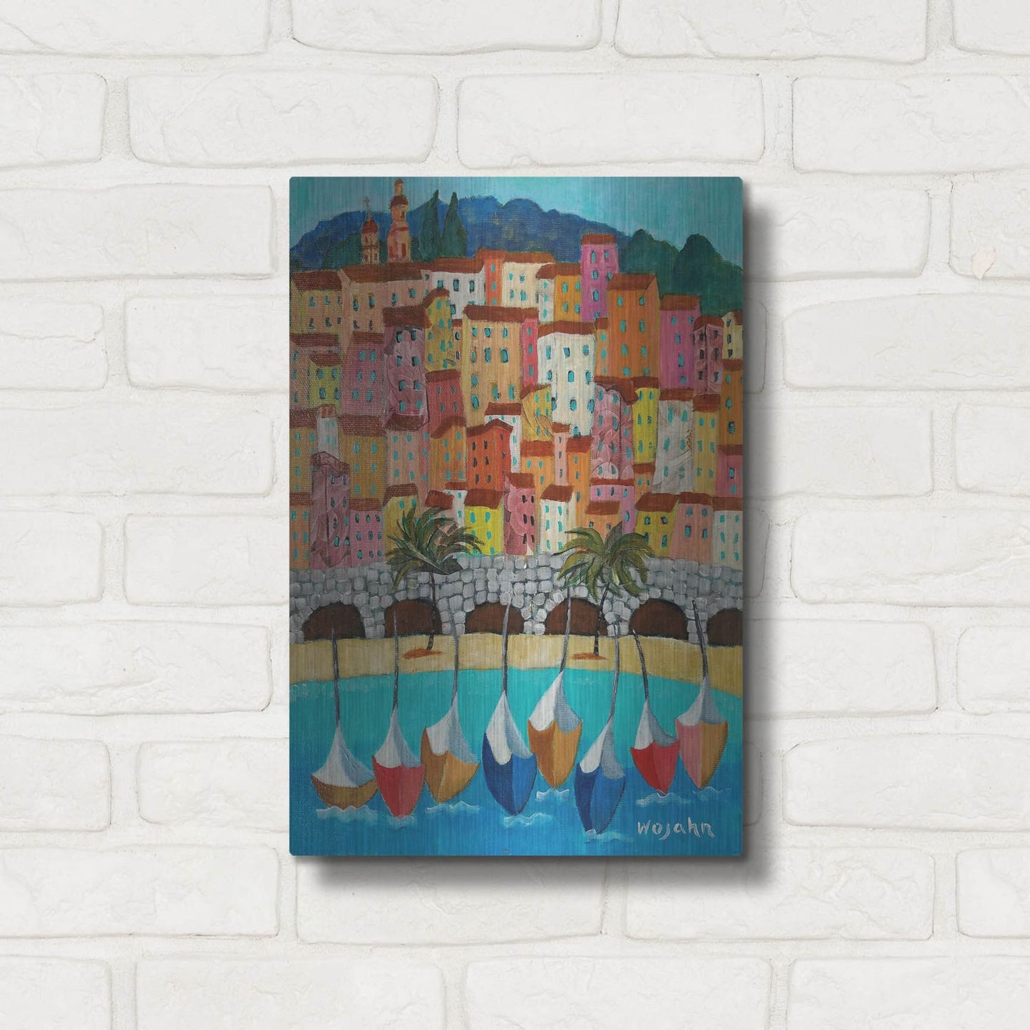 Luxe Metal Art 'Vieux Menton' by Holly Wojhan, Metal Wall Art,12x16