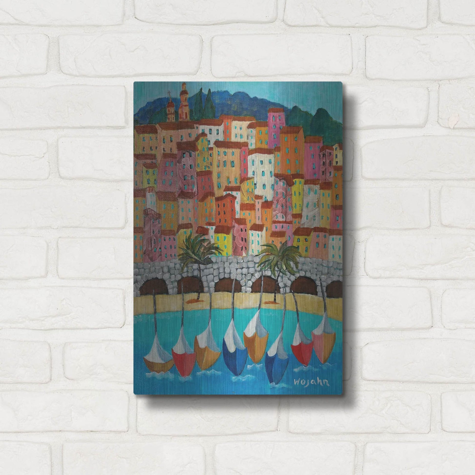 Luxe Metal Art 'Vieux Menton' by Holly Wojhan, Metal Wall Art,12x16