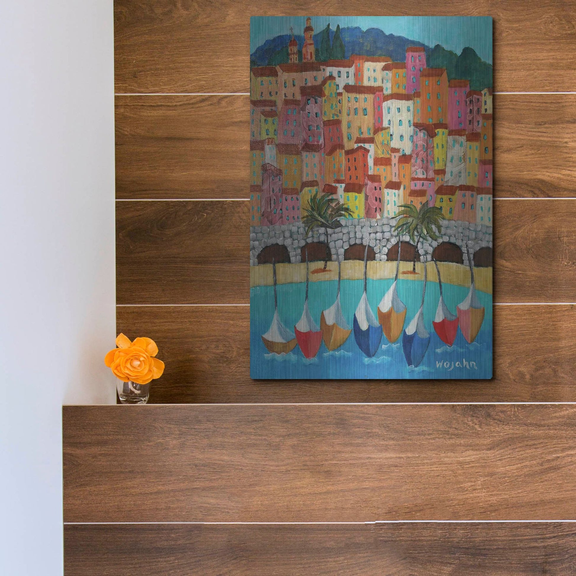 Luxe Metal Art 'Vieux Menton' by Holly Wojhan, Metal Wall Art,12x16