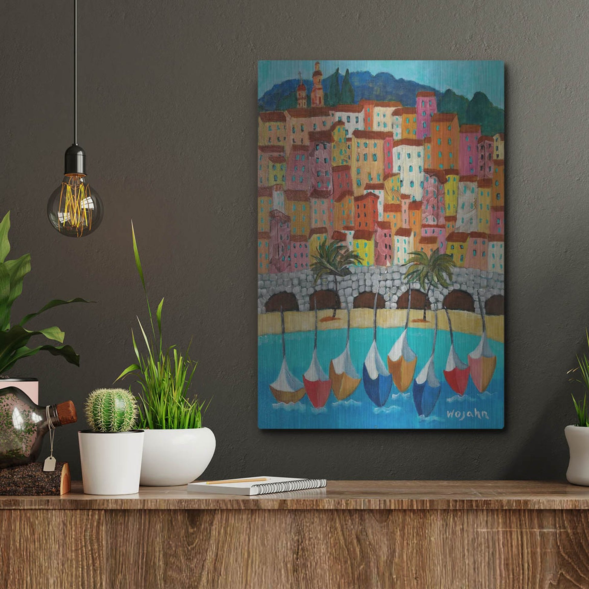 Luxe Metal Art 'Vieux Menton' by Holly Wojhan, Metal Wall Art,12x16