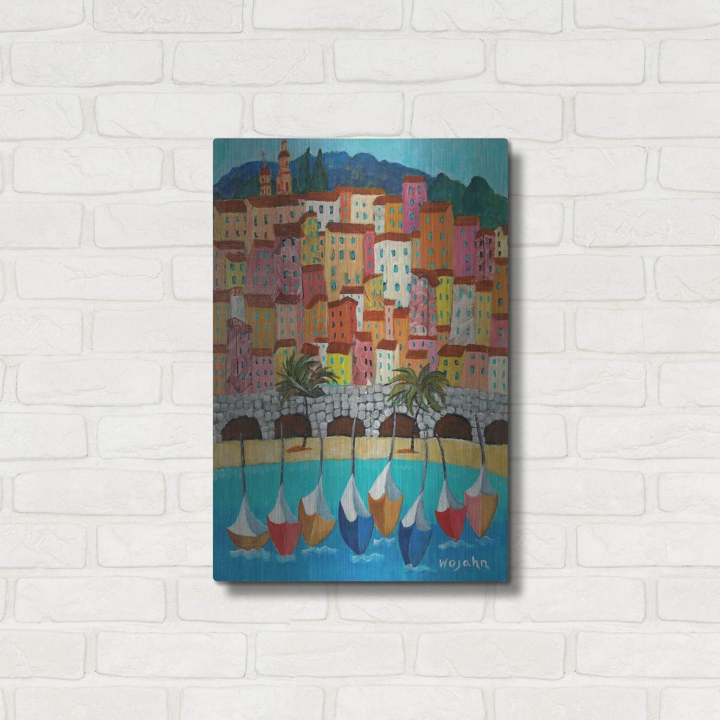 Luxe Metal Art 'Vieux Menton' by Holly Wojhan, Metal Wall Art,16x24