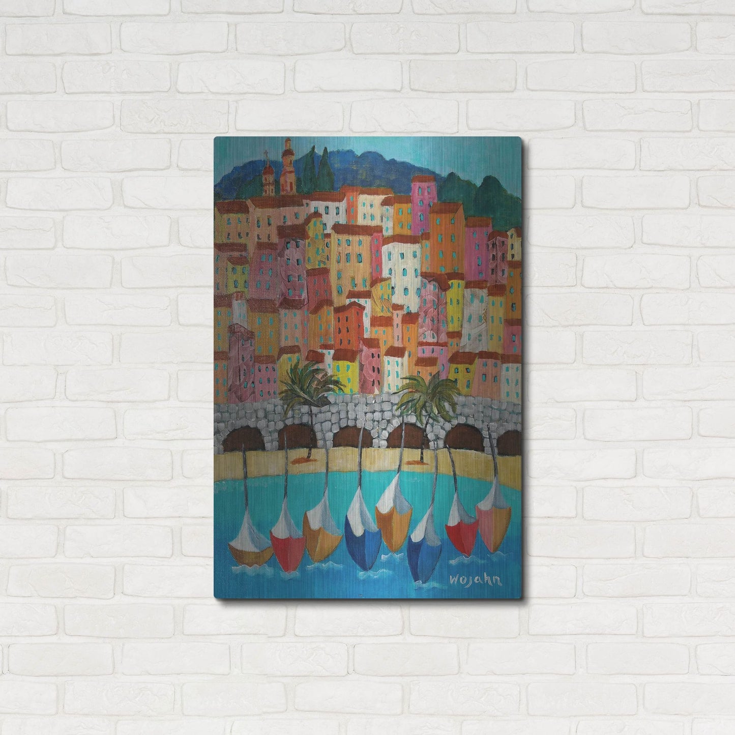 Luxe Metal Art 'Vieux Menton' by Holly Wojhan, Metal Wall Art,24x36