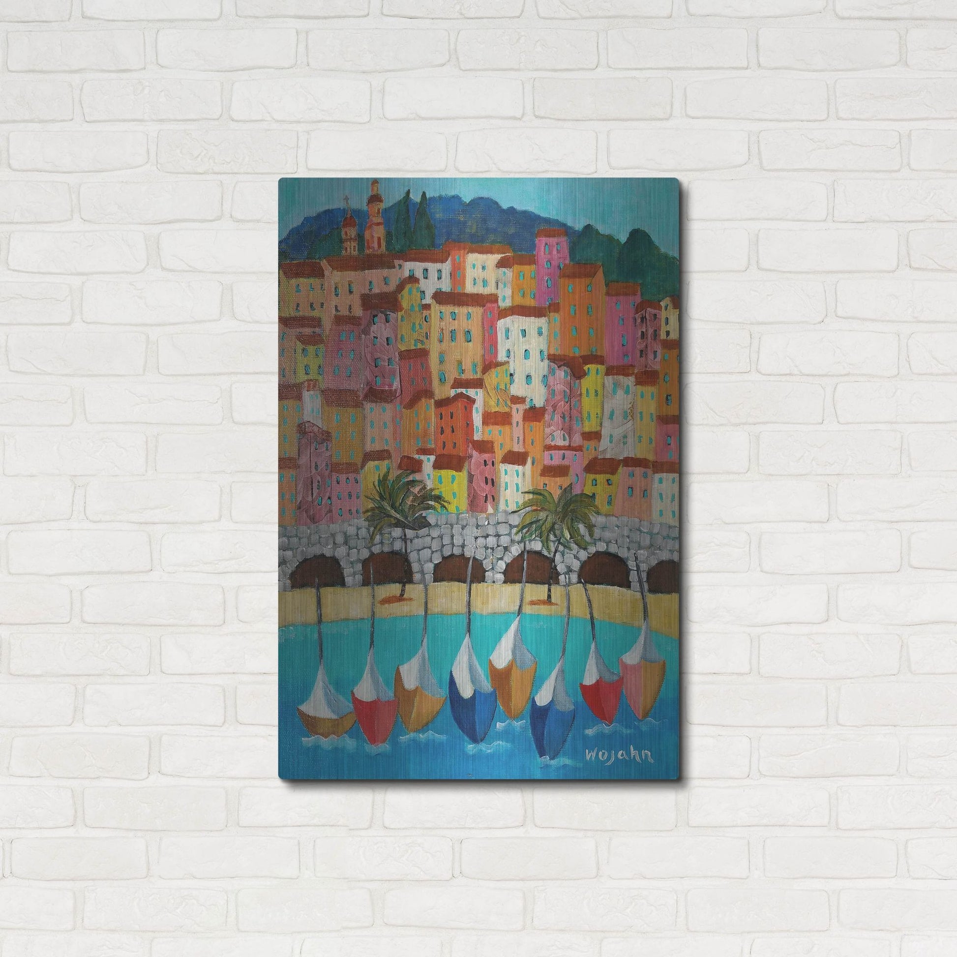 Luxe Metal Art 'Vieux Menton' by Holly Wojhan, Metal Wall Art,24x36