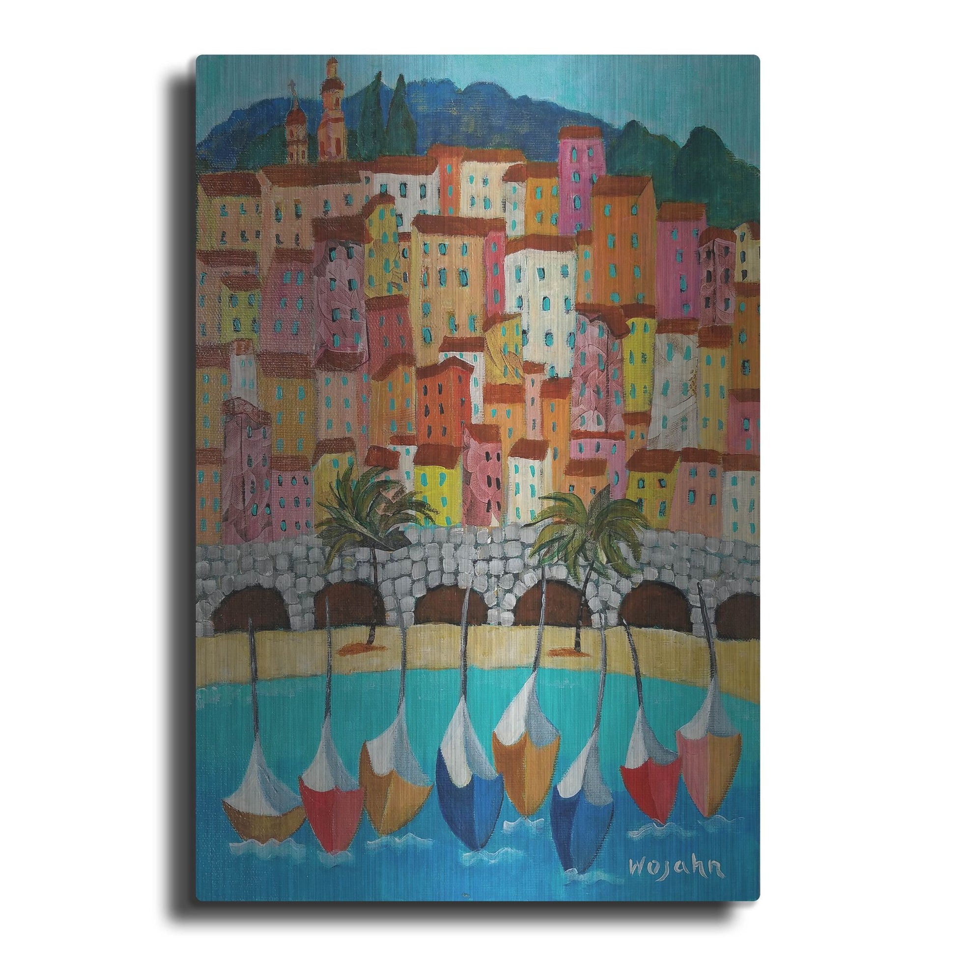Luxe Metal Art 'Vieux Menton' by Holly Wojhan, Metal Wall Art
