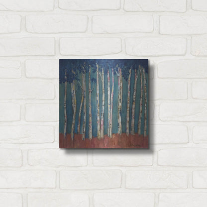 Luxe Metal Art 'Blue Trees' by Holly Wojhan, Metal Wall Art,12x12