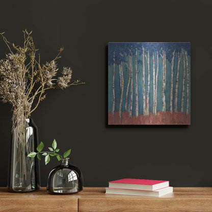 Luxe Metal Art 'Blue Trees' by Holly Wojhan, Metal Wall Art,12x12