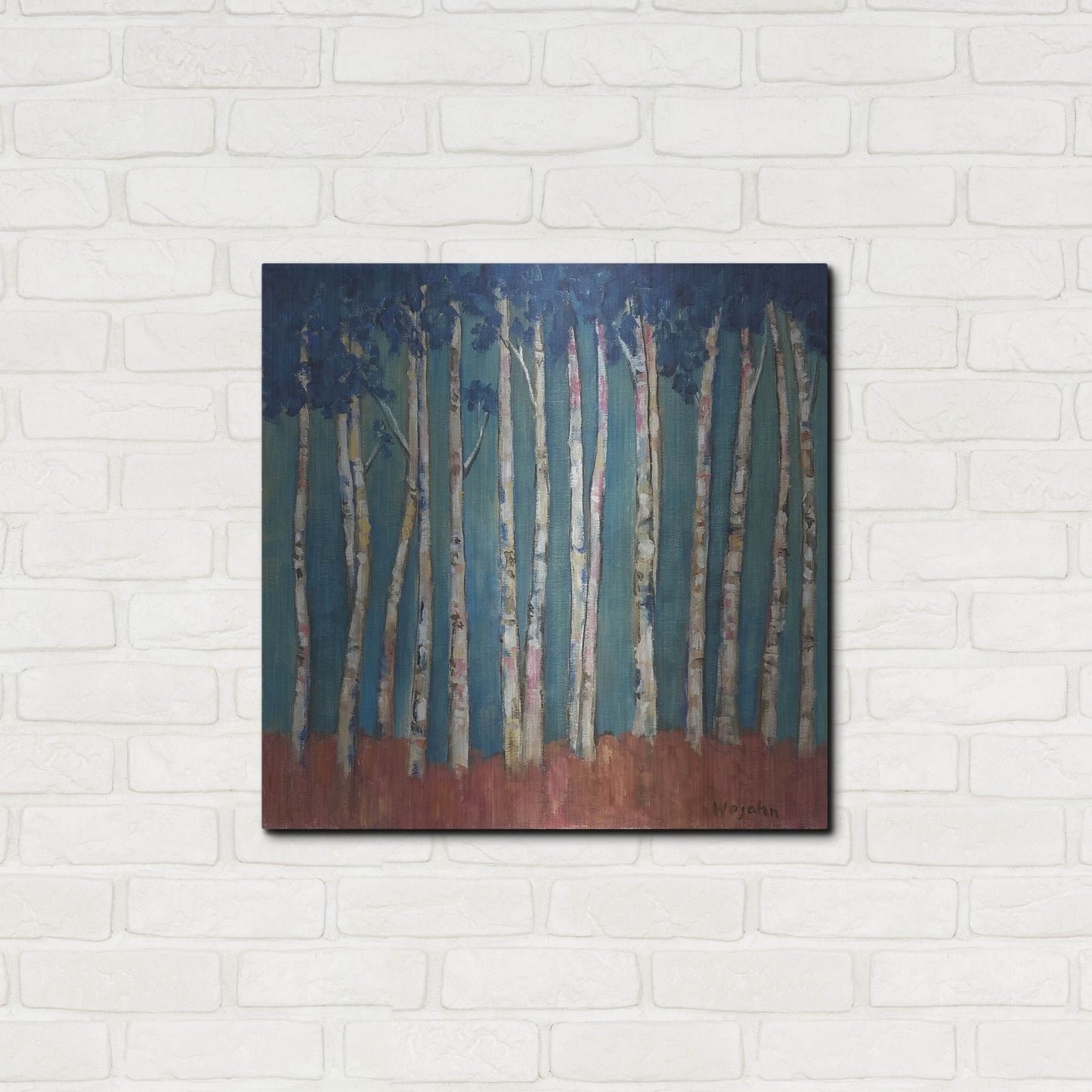 Luxe Metal Art 'Blue Trees' by Holly Wojhan, Metal Wall Art,24x24