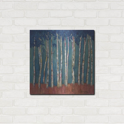 Luxe Metal Art 'Blue Trees' by Holly Wojhan, Metal Wall Art,24x24