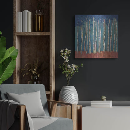 Luxe Metal Art 'Blue Trees' by Holly Wojhan, Metal Wall Art,24x24