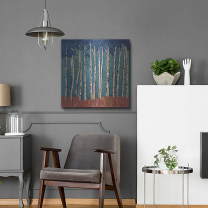 Luxe Metal Art 'Blue Trees' by Holly Wojhan, Metal Wall Art,24x24