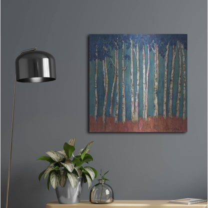 Luxe Metal Art 'Blue Trees' by Holly Wojhan, Metal Wall Art,24x24