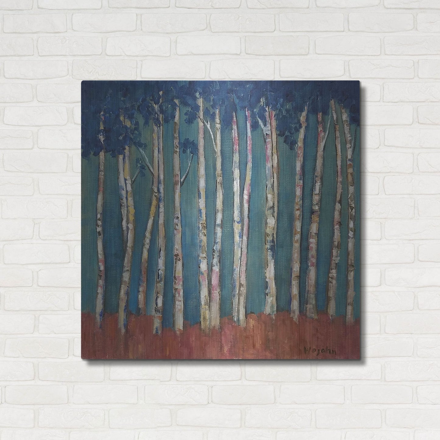 Luxe Metal Art 'Blue Trees' by Holly Wojhan, Metal Wall Art,36x36