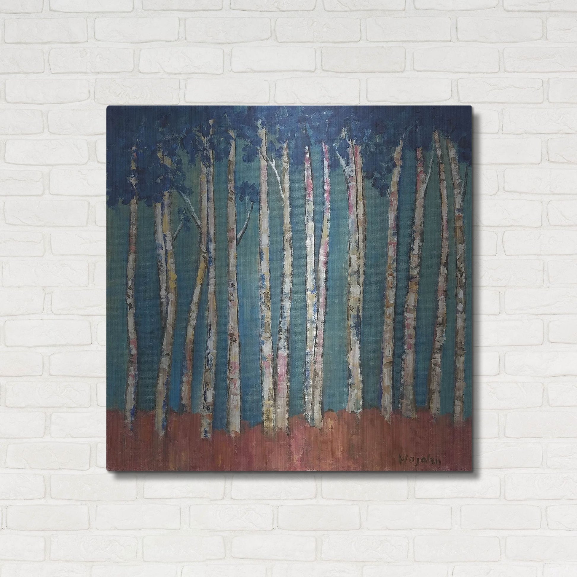 Luxe Metal Art 'Blue Trees' by Holly Wojhan, Metal Wall Art,36x36