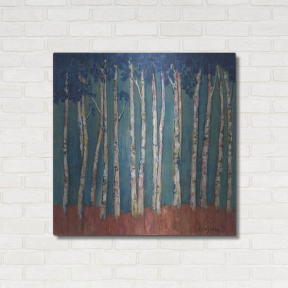 Luxe Metal Art 'Blue Trees' by Holly Wojhan, Metal Wall Art,36x36