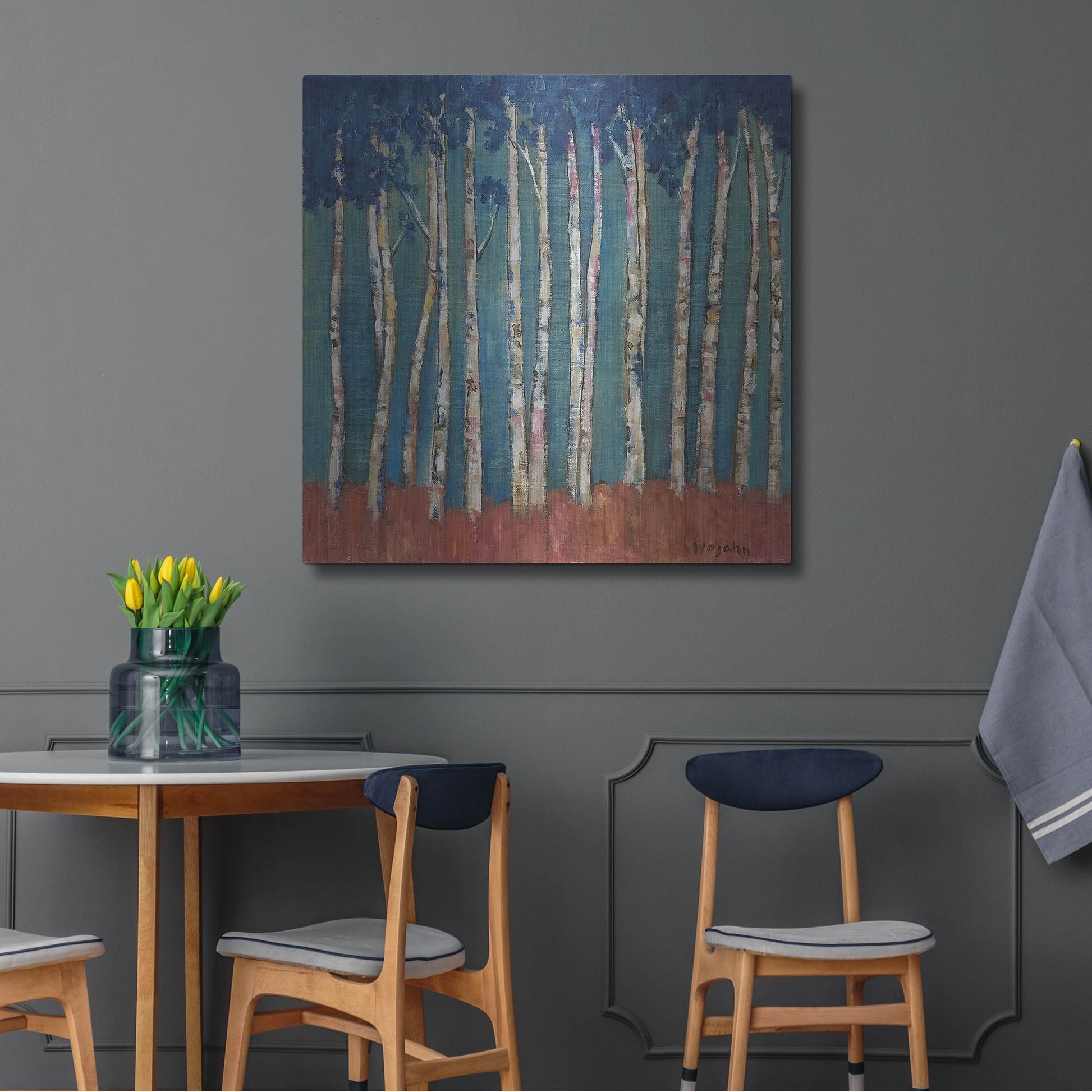 Luxe Metal Art 'Blue Trees' by Holly Wojhan, Metal Wall Art,36x36