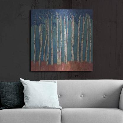 Luxe Metal Art 'Blue Trees' by Holly Wojhan, Metal Wall Art,36x36