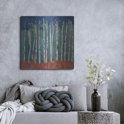 Luxe Metal Art 'Blue Trees' by Holly Wojhan, Metal Wall Art,36x36