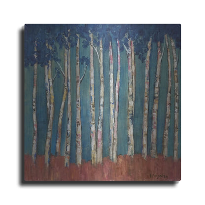 Luxe Metal Art 'Blue Trees' by Holly Wojhan, Metal Wall Art
