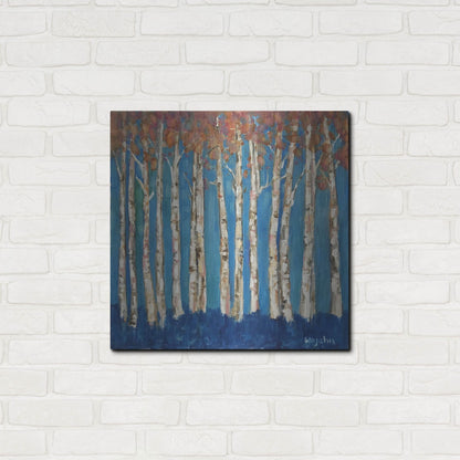 Luxe Metal Art 'Trees Pink' by Holly Wojhan, Metal Wall Art,24x24