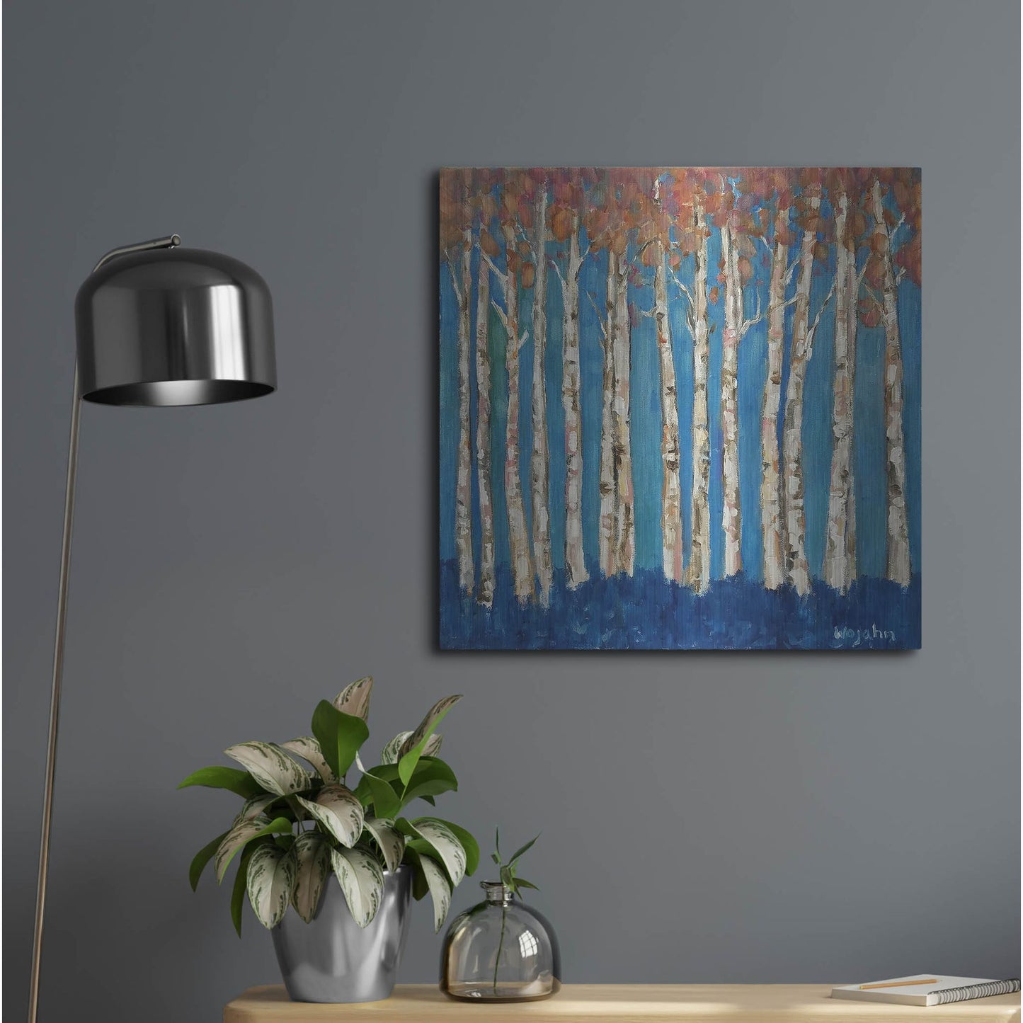 Luxe Metal Art 'Trees Pink' by Holly Wojhan, Metal Wall Art,24x24