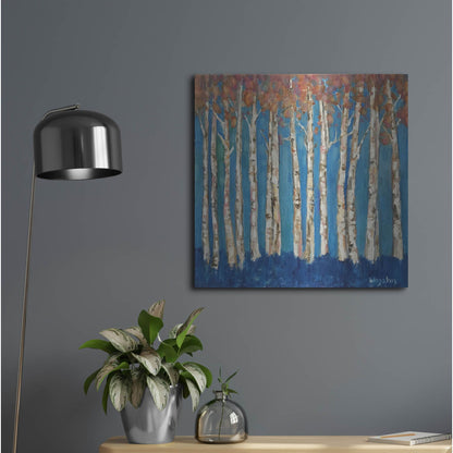 Luxe Metal Art 'Trees Pink' by Holly Wojhan, Metal Wall Art,24x24