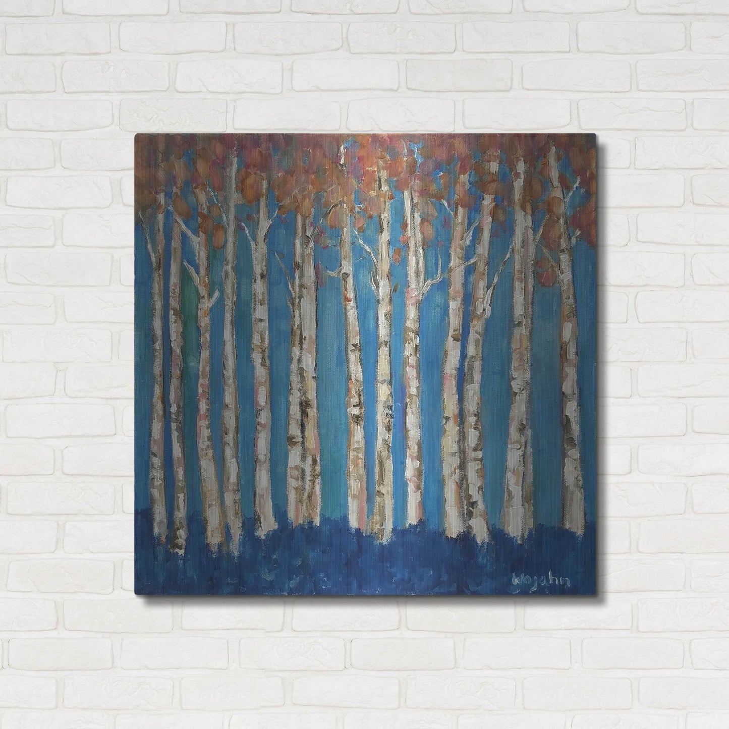 Luxe Metal Art 'Trees Pink' by Holly Wojhan, Metal Wall Art,36x36