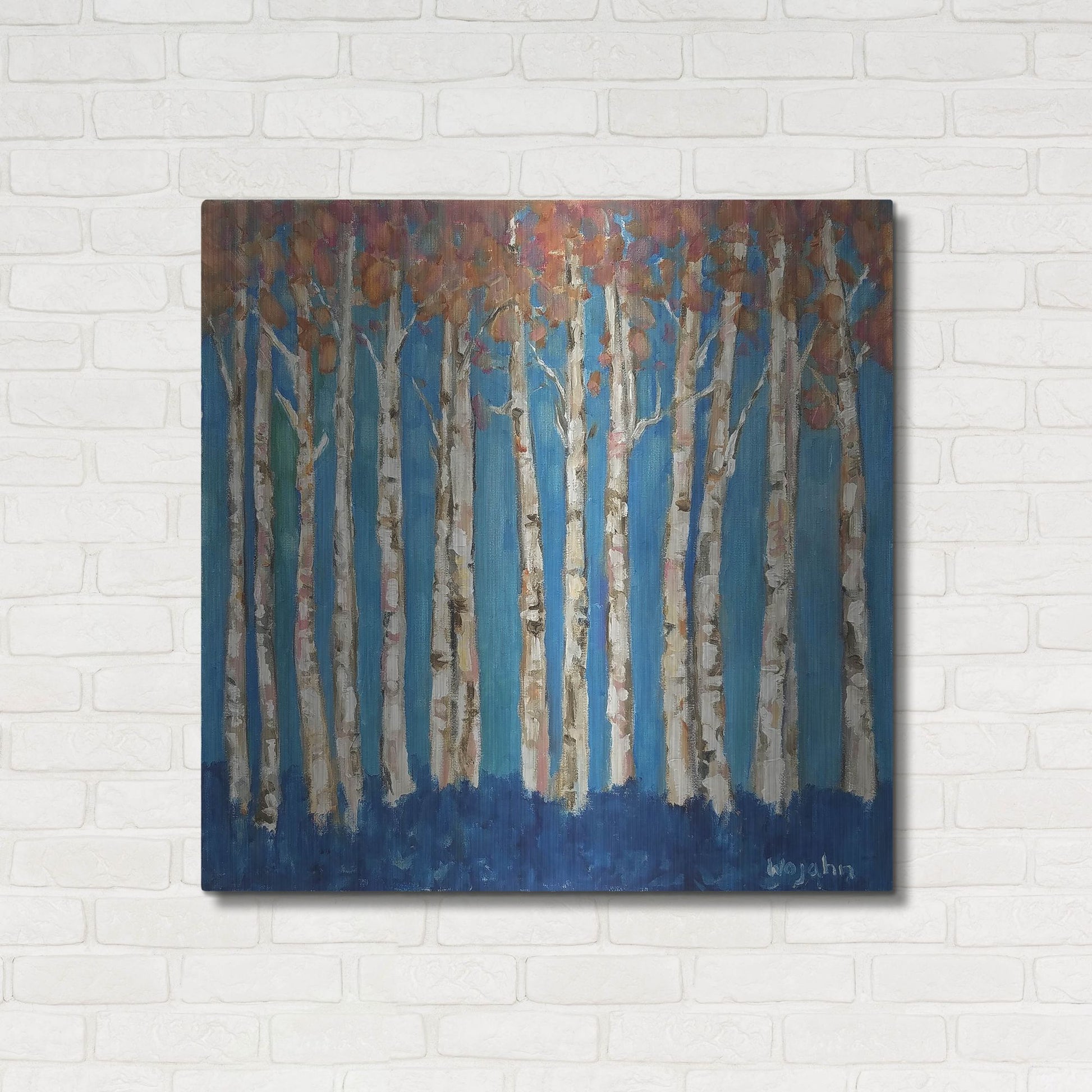 Luxe Metal Art 'Trees Pink' by Holly Wojhan, Metal Wall Art,36x36