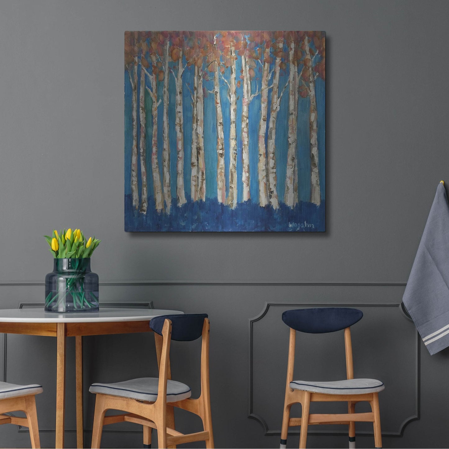 Luxe Metal Art 'Trees Pink' by Holly Wojhan, Metal Wall Art,36x36