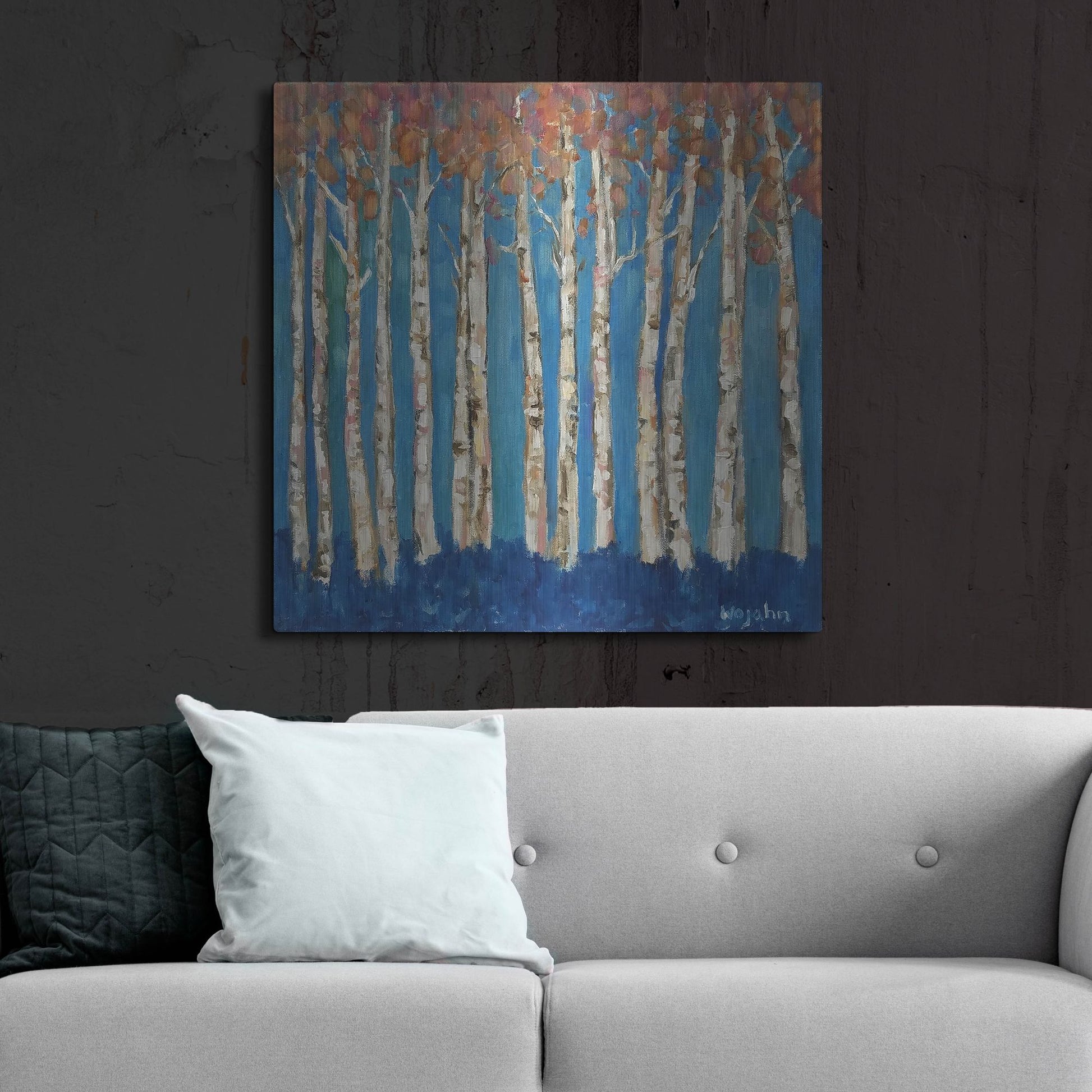 Luxe Metal Art 'Trees Pink' by Holly Wojhan, Metal Wall Art,36x36