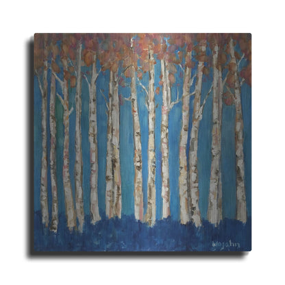 Luxe Metal Art 'Trees Pink' by Holly Wojhan, Metal Wall Art