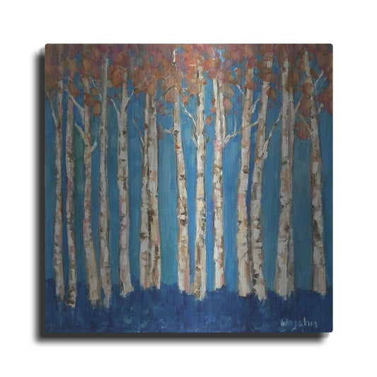 Luxe Metal Art 'Trees Pink' by Holly Wojhan, Metal Wall Art