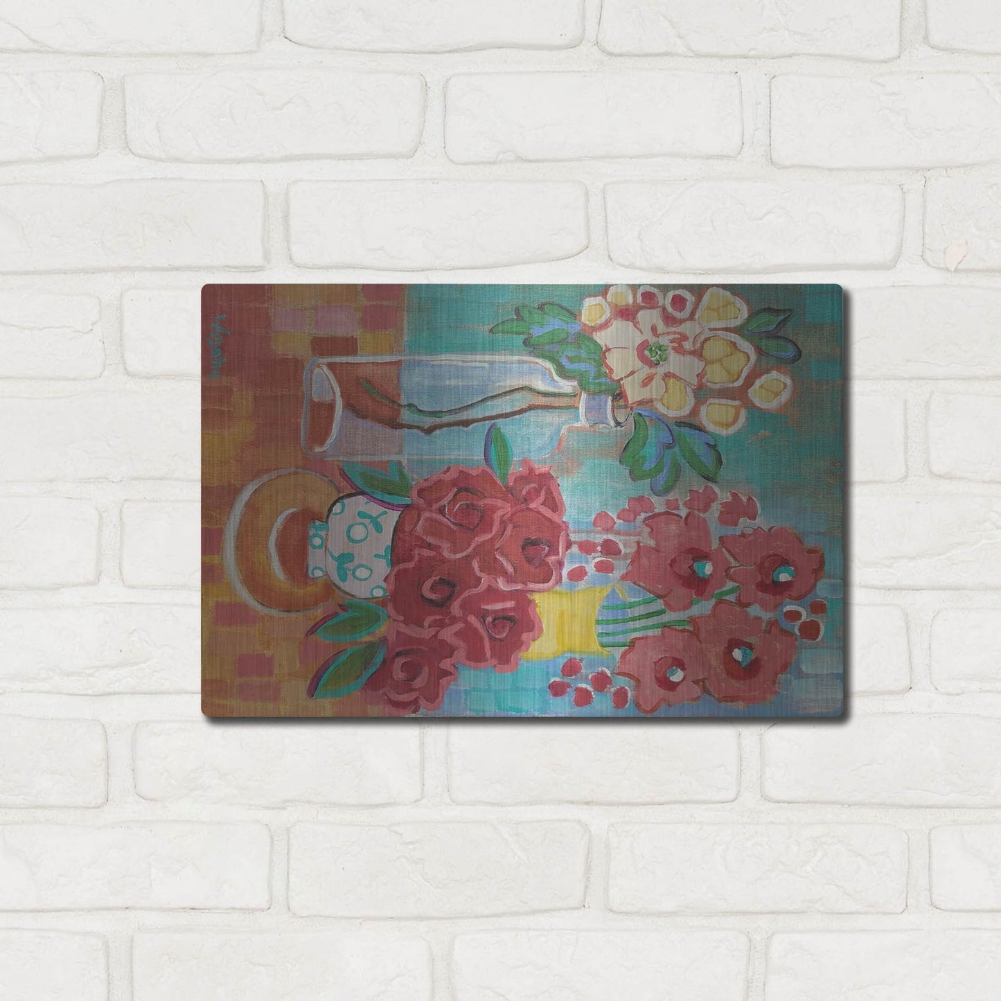 Luxe Metal Art 'Hello There Coral' by Holly Wojhan, Metal Wall Art,16x12