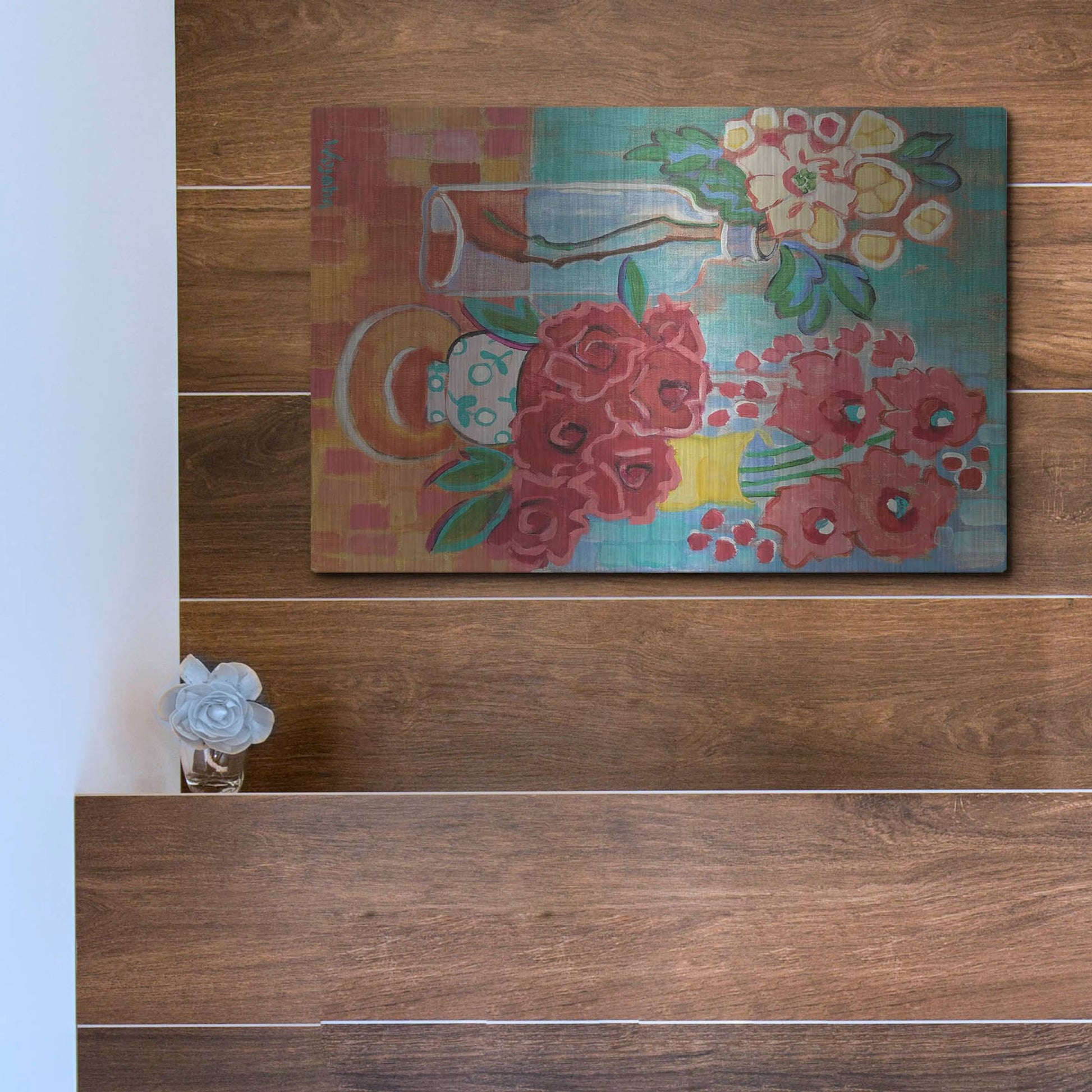 Luxe Metal Art 'Hello There Coral' by Holly Wojhan, Metal Wall Art,16x12