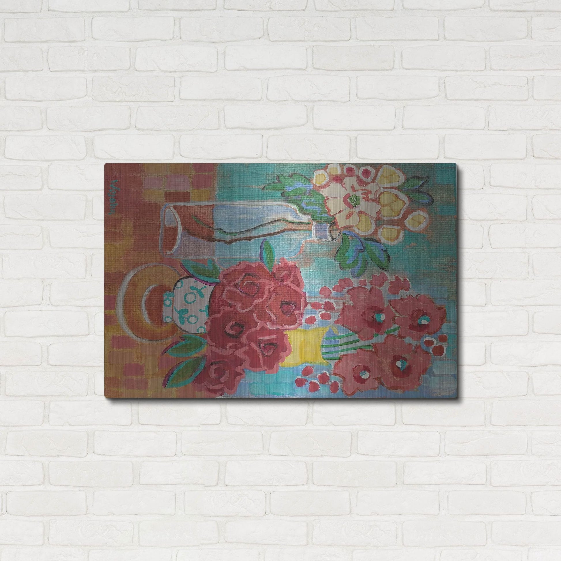 Luxe Metal Art 'Hello There Coral' by Holly Wojhan, Metal Wall Art,36x24