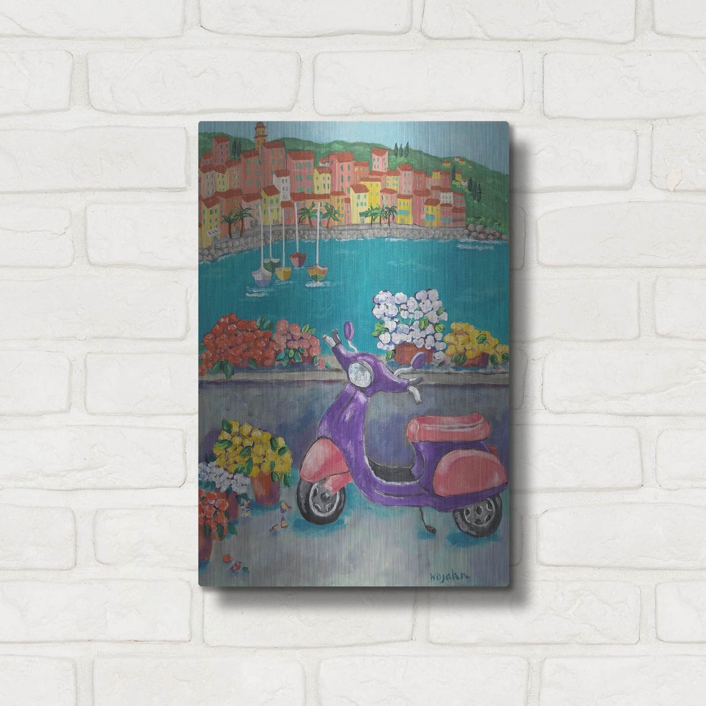 Luxe Metal Art 'Vroom with a View' by Holly Wojhan, Metal Wall Art,12x16