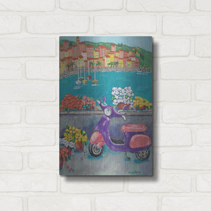 Luxe Metal Art 'Vroom with a View' by Holly Wojhan, Metal Wall Art,12x16