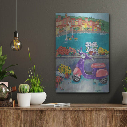 Luxe Metal Art 'Vroom with a View' by Holly Wojhan, Metal Wall Art,12x16