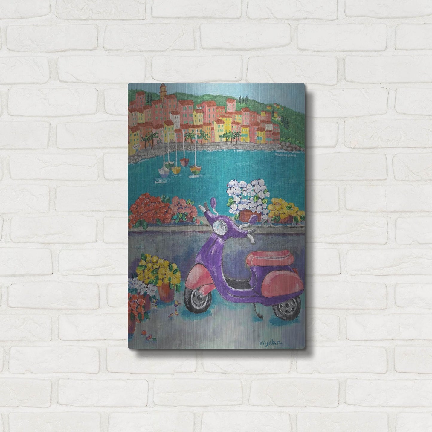 Luxe Metal Art 'Vroom with a View' by Holly Wojhan, Metal Wall Art,16x24