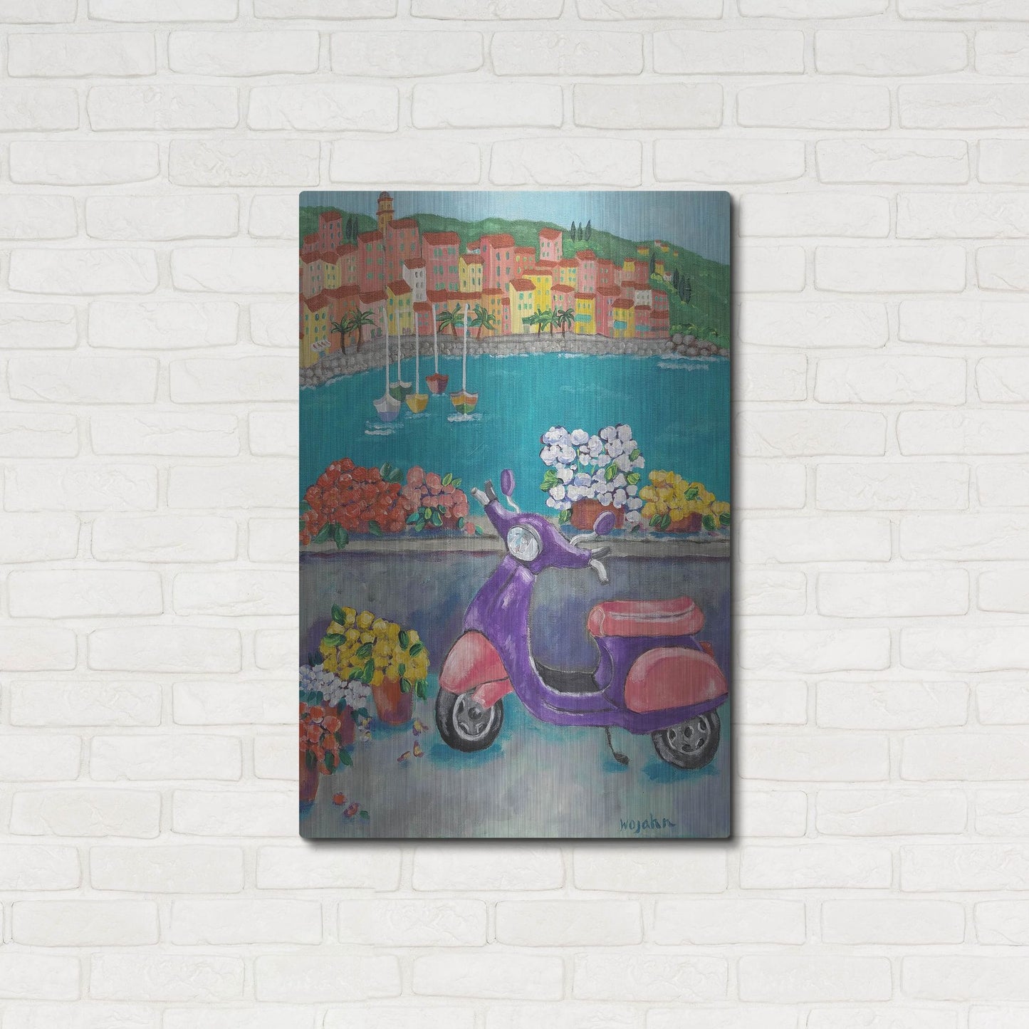 Luxe Metal Art 'Vroom with a View' by Holly Wojhan, Metal Wall Art,24x36