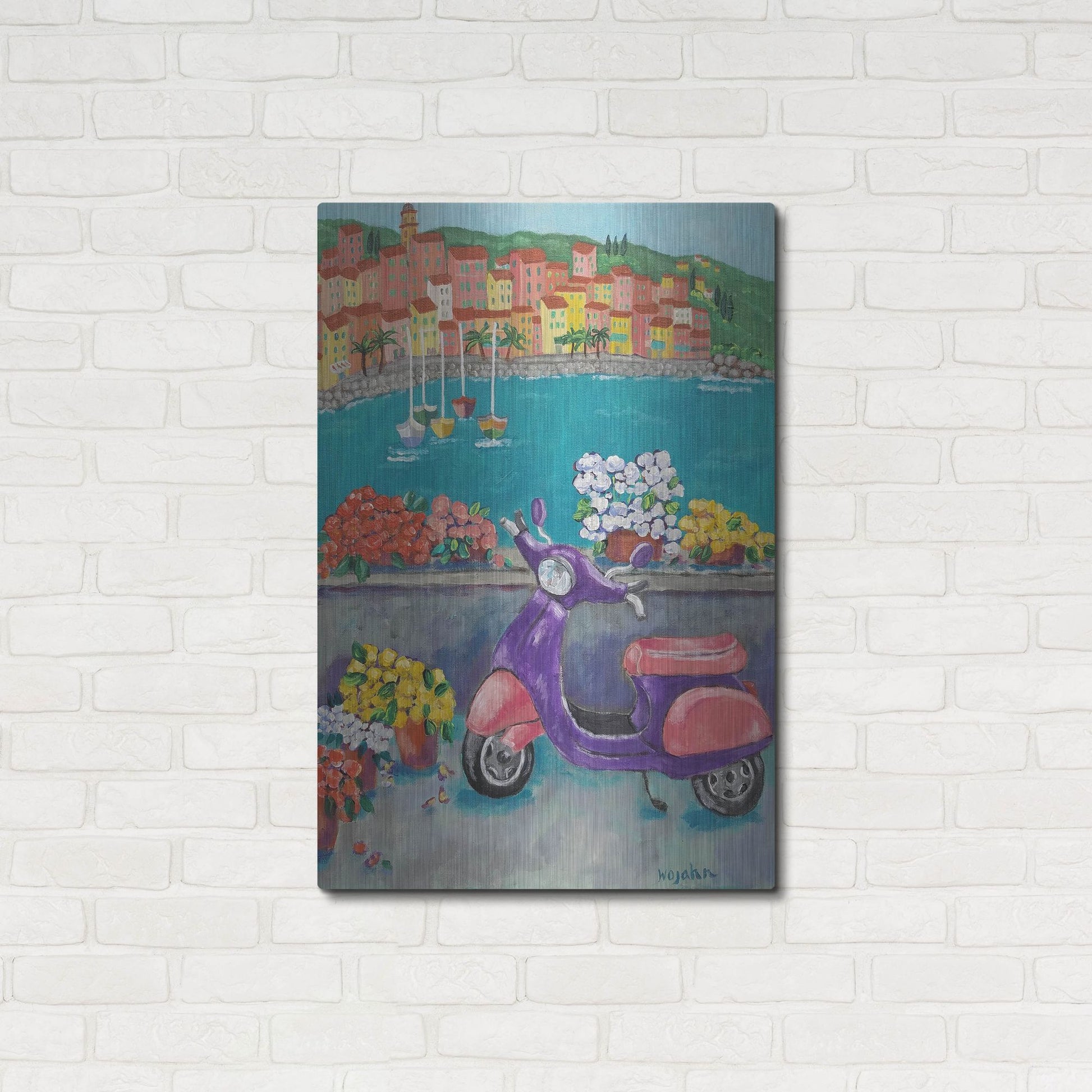 Luxe Metal Art 'Vroom with a View' by Holly Wojhan, Metal Wall Art,24x36