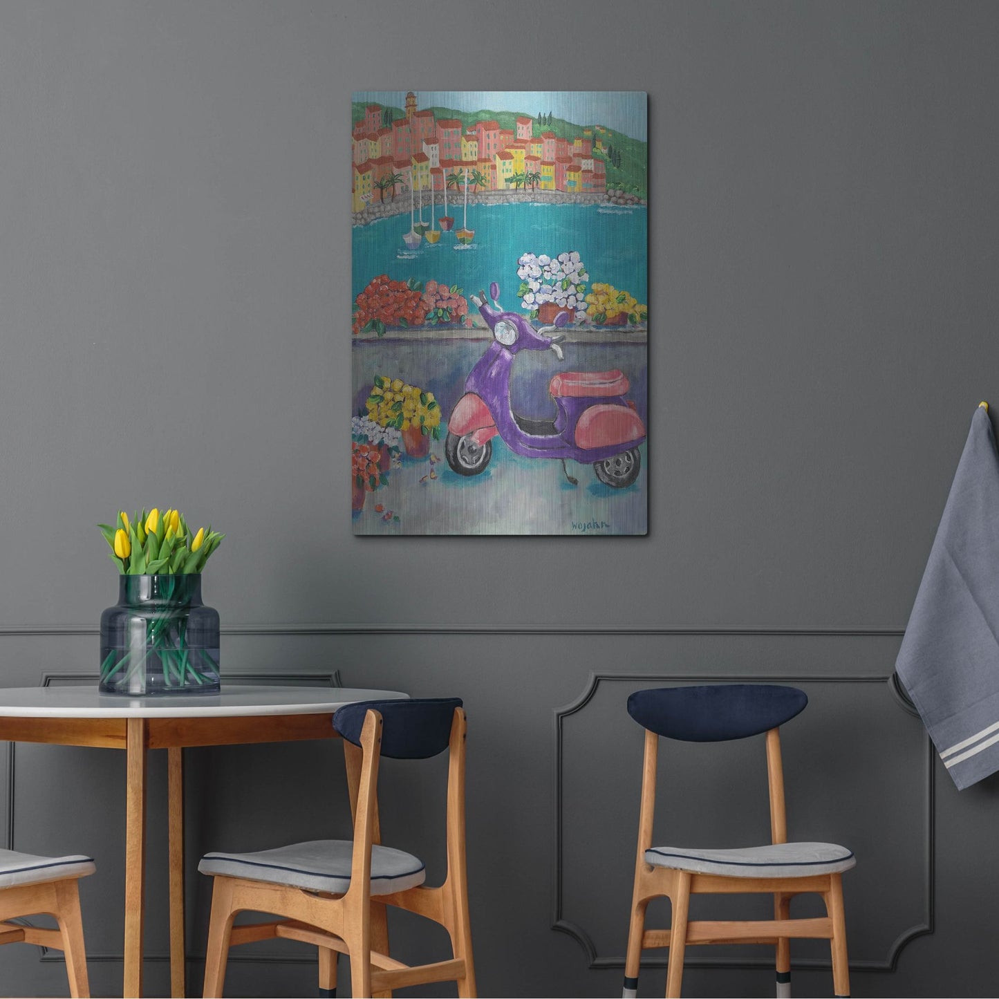 Luxe Metal Art 'Vroom with a View' by Holly Wojhan, Metal Wall Art,24x36