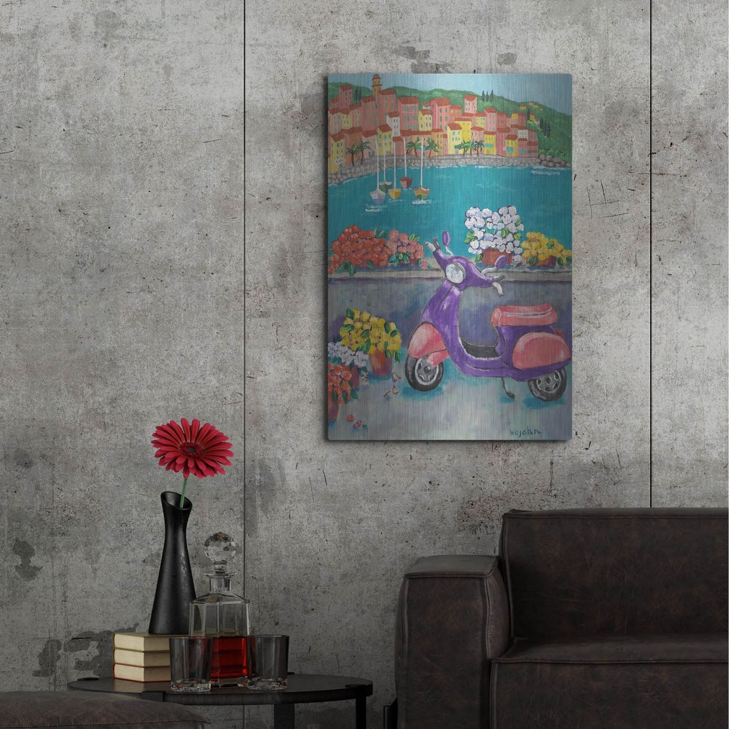 Luxe Metal Art 'Vroom with a View' by Holly Wojhan, Metal Wall Art,24x36