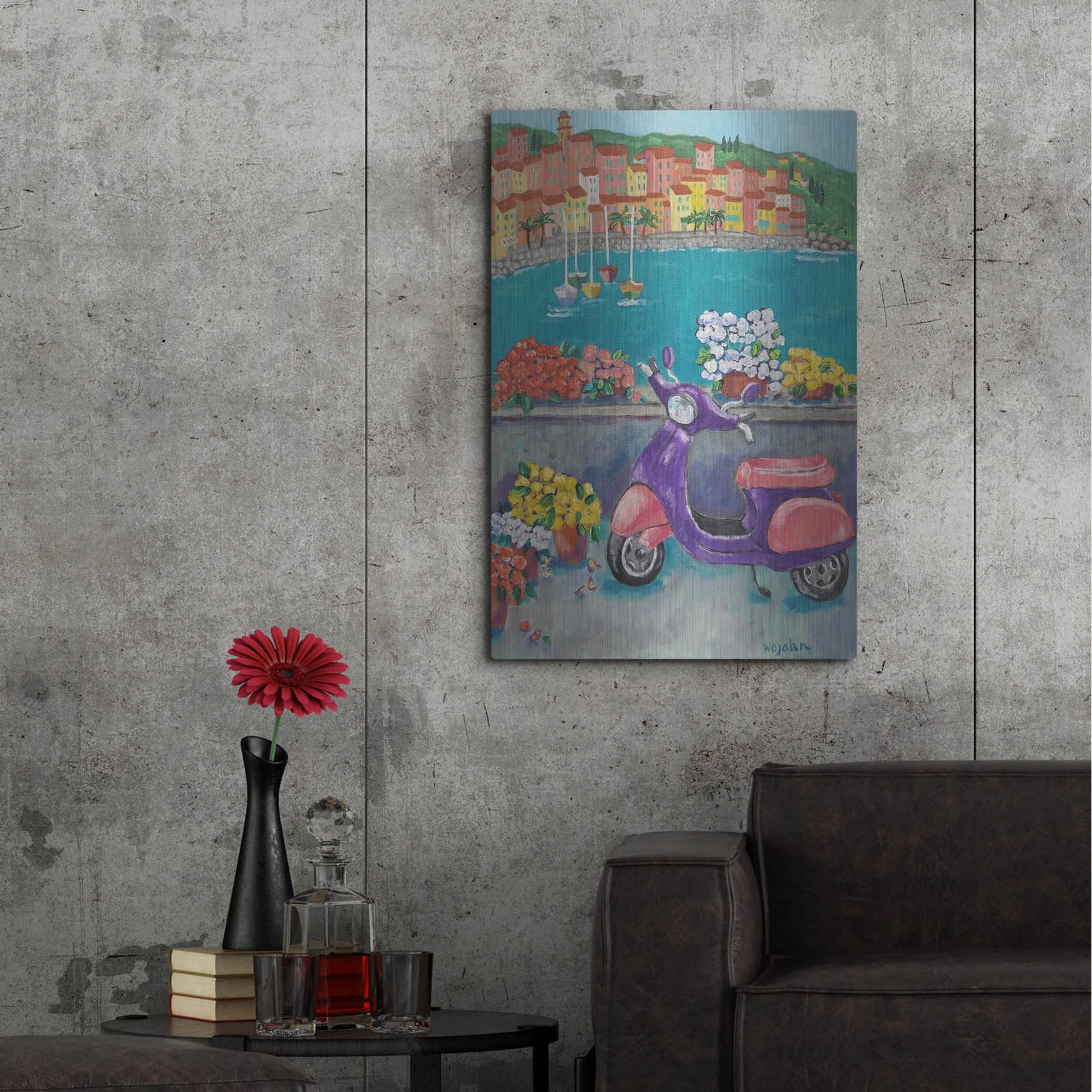 Luxe Metal Art 'Vroom with a View' by Holly Wojhan, Metal Wall Art,24x36