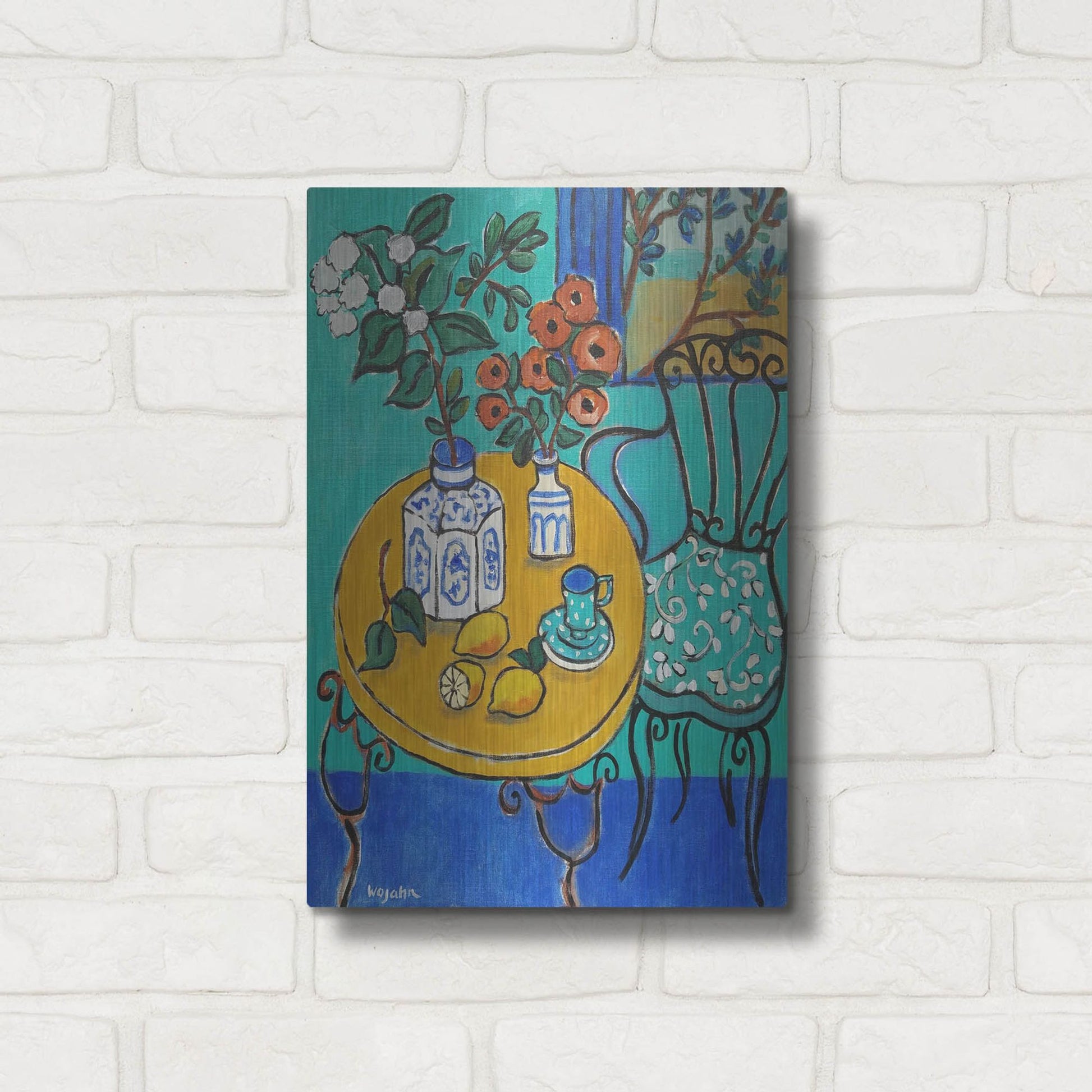 Luxe Metal Art 'Tablescape #1' by Holly Wojhan, Metal Wall Art,12x16