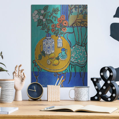 Luxe Metal Art 'Tablescape #1' by Holly Wojhan, Metal Wall Art,12x16