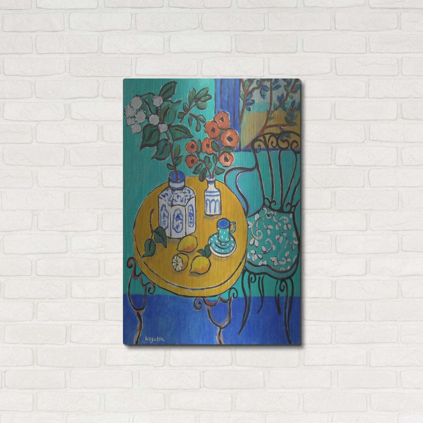 Luxe Metal Art 'Tablescape #1' by Holly Wojhan, Metal Wall Art,24x36