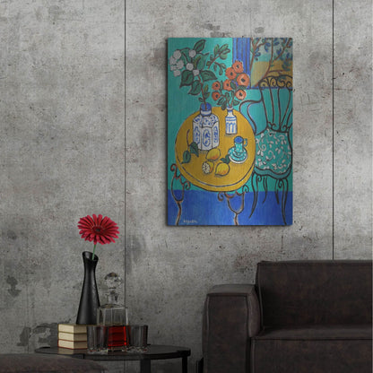 Luxe Metal Art 'Tablescape #1' by Holly Wojhan, Metal Wall Art,24x36