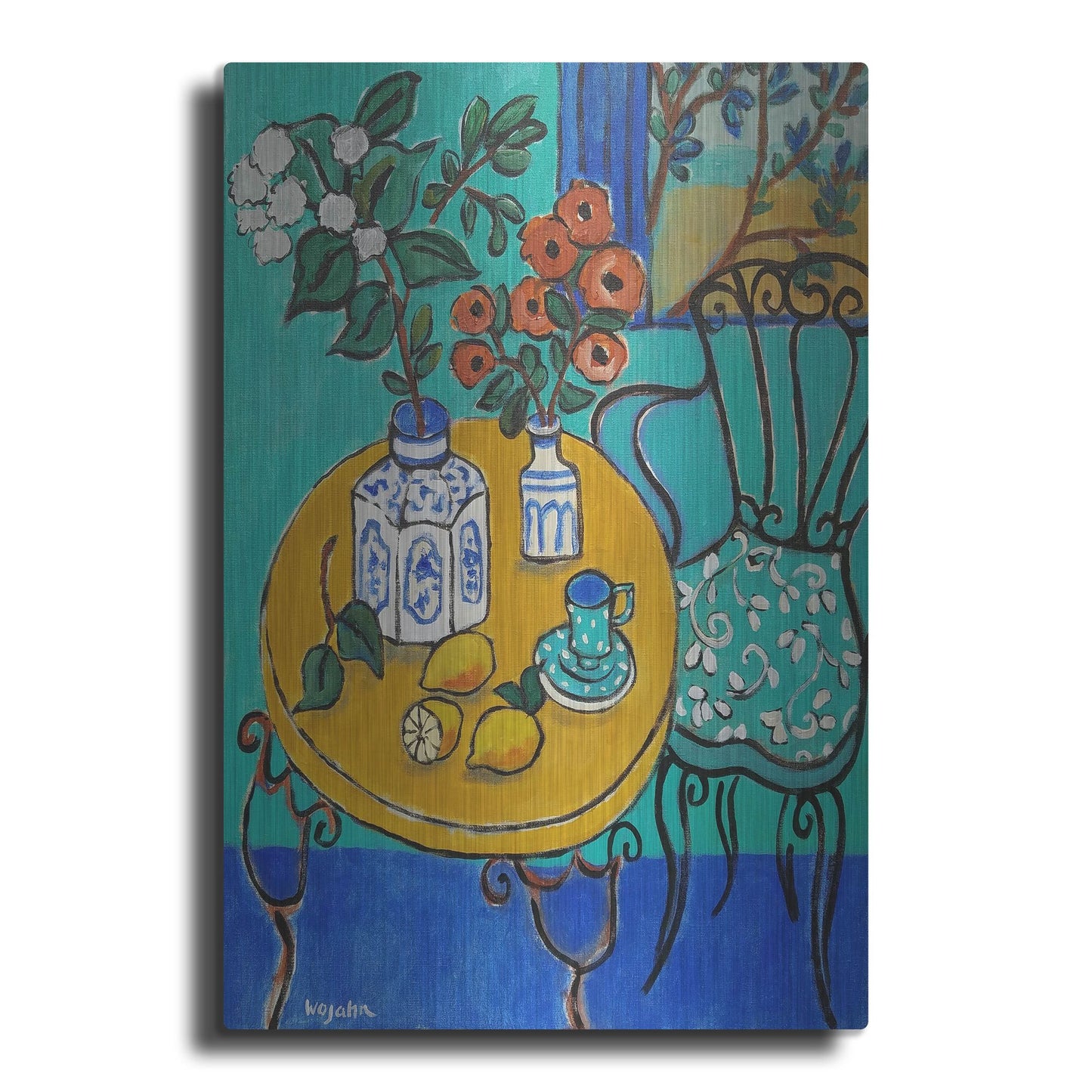 Luxe Metal Art 'Tablescape #1' by Holly Wojhan, Metal Wall Art