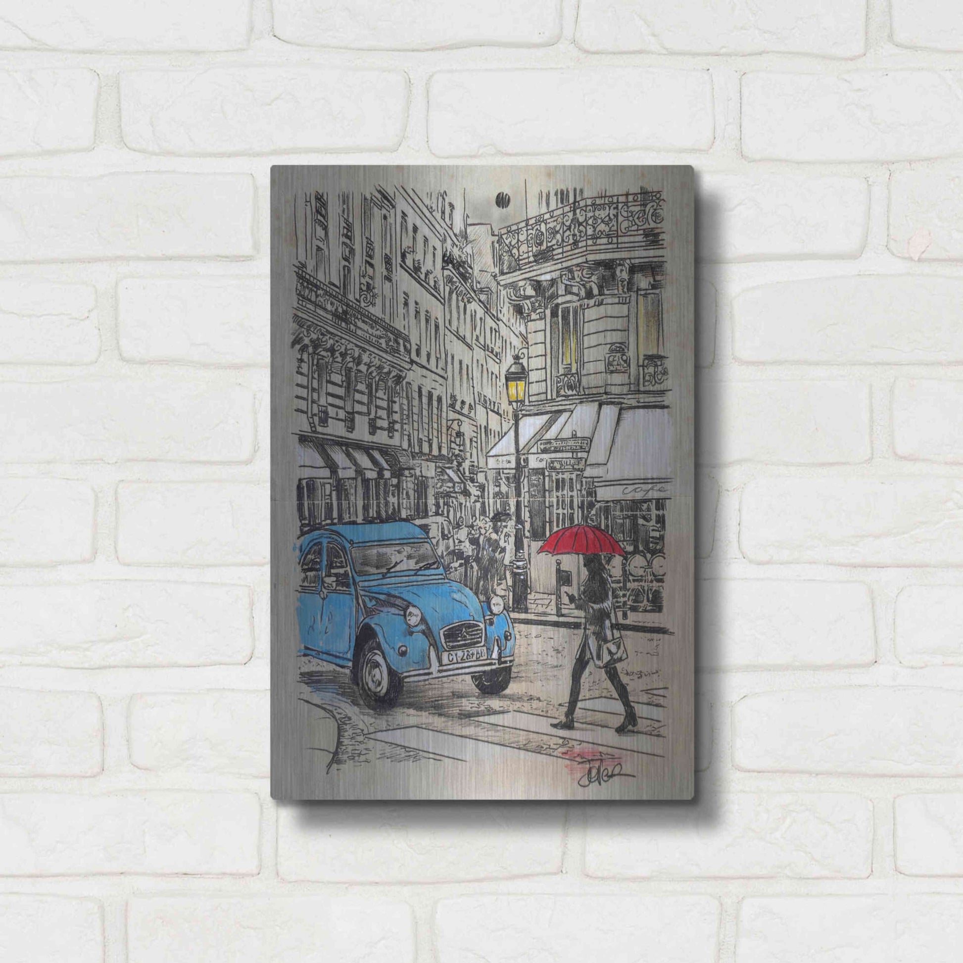 Luxe Metal Art 'Blue Citroen' by Loui Jover, Metal Wall Art,12x16