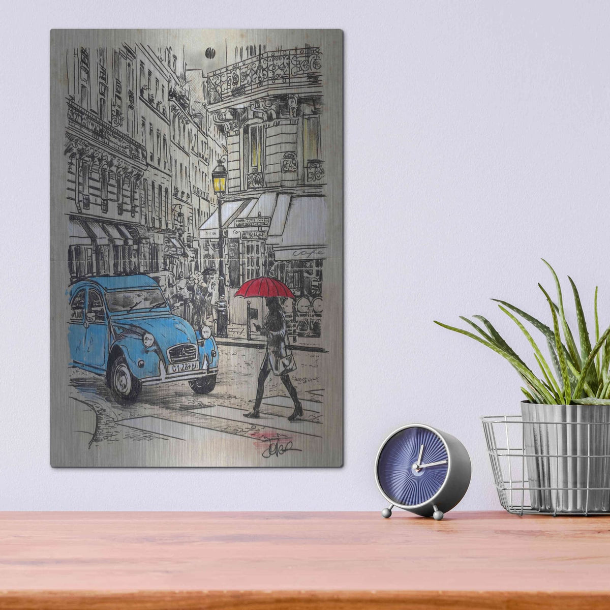'Blue Citroen' by Loui Jover – Metal Wall Art, 12x16 room view